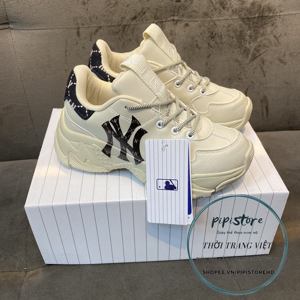 Giày MLB Ny chữ đen gót đen, Giày mlb ny gót gấm in 3D đế tách size 36-43