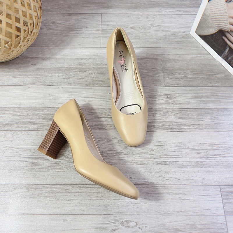 Giày cao gót vuông da thật _ 2080