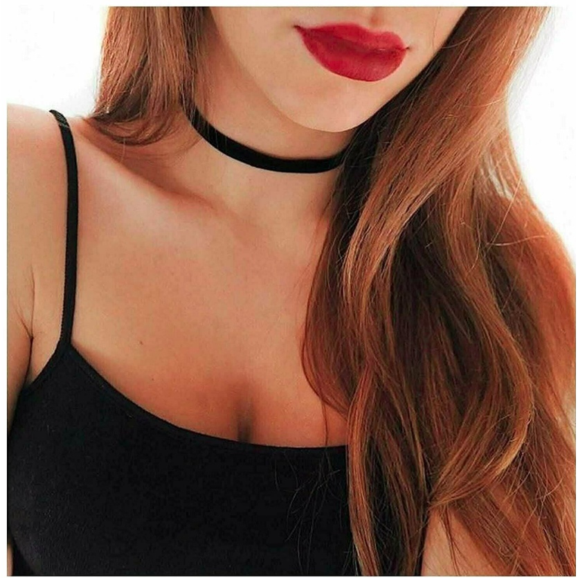 Dây chuyền nữ vòng cổ choker vải nhung mềm màu đen nhiều size phong cách Hàn Quốc cao cấp