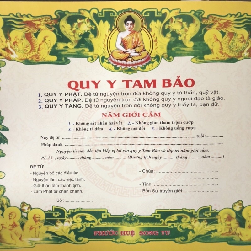 Tờ quy y Tam bảo