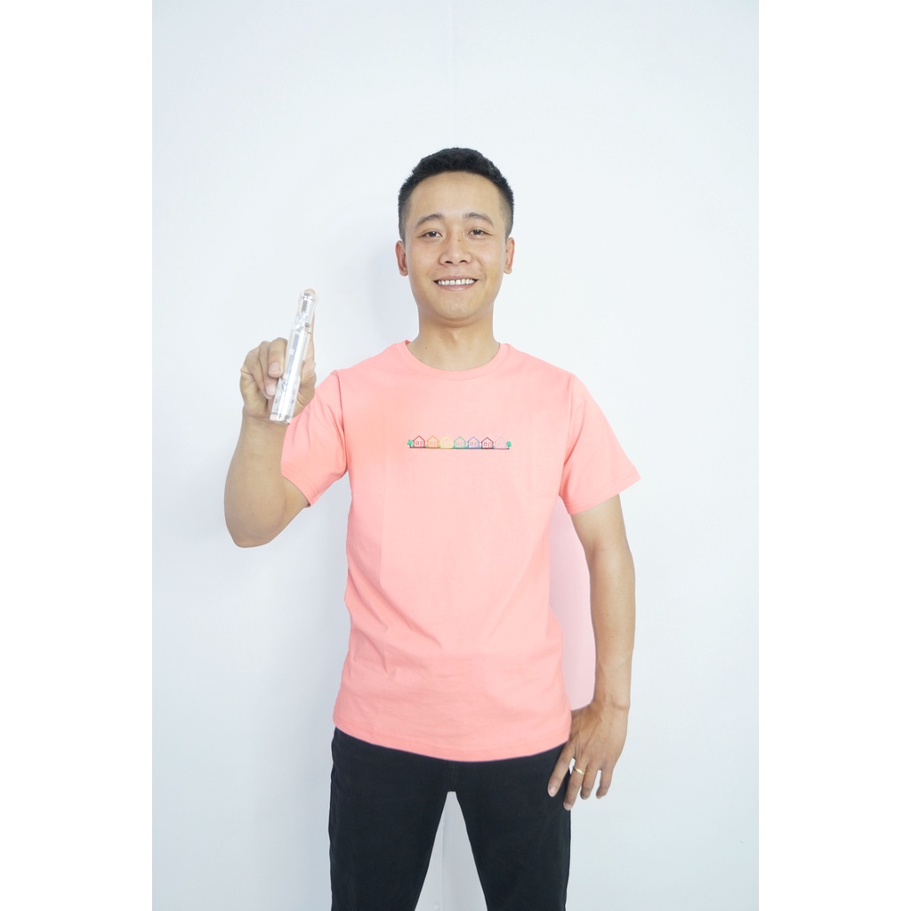 Áo T-shirt Hồng "Ngôi Nhà 7 Màu" 100% cotton 250gsm - Quang Linh VLogsS