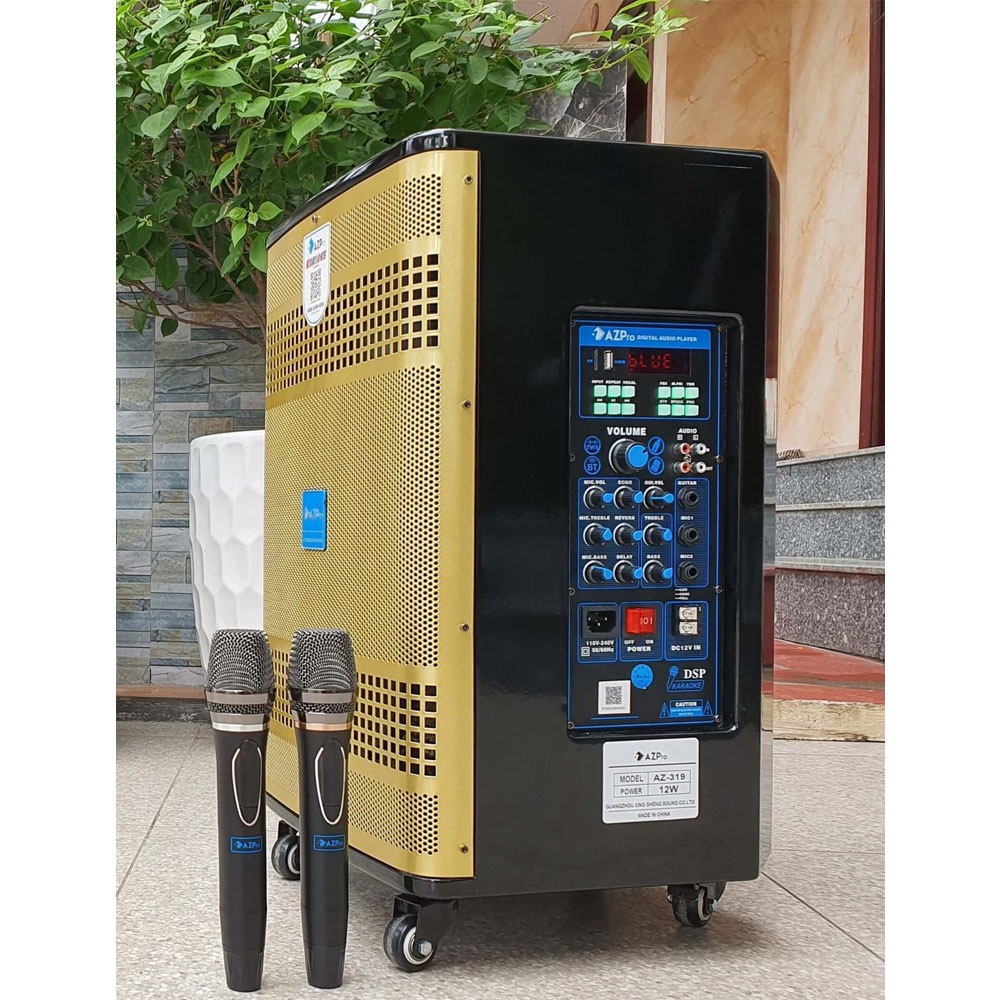 Loa Kéo Karaoke Công Suất Lớn 800W | Loa Kéo Giá Rẻ AZPro AZ-319 Bass 2,5 tấc | Loa Kéo Bluetooth Tặng 2 micro Không Dây