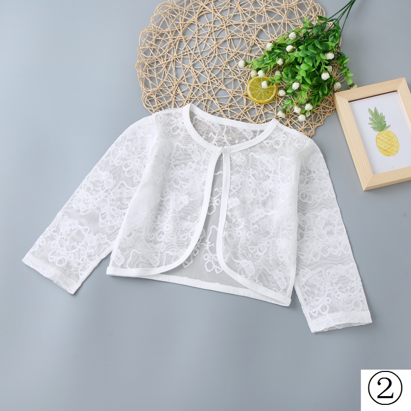 Áo Khoác Cardigan Ren Mỏng Tay Dài Chống Nắng Phong Cách Mùa Hè Mới Cho Bé Gái