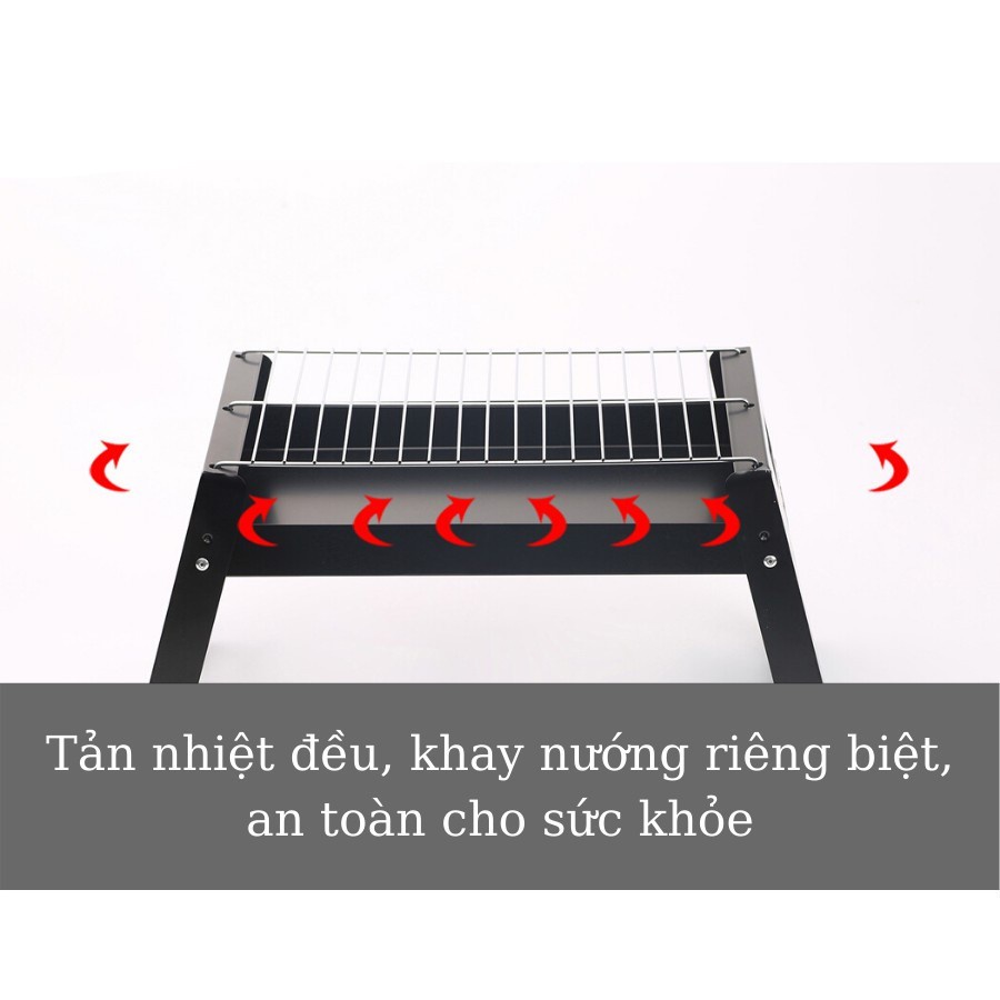 Bếp nướng than hoa ngoài trời - bếp nướng than vuông tiện dụng có chân đế xếp gọn tiện lợi - HỘP ĐỎ