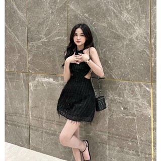 [Hot 2023] Đầm Lông Cổ Yếm (có mút)