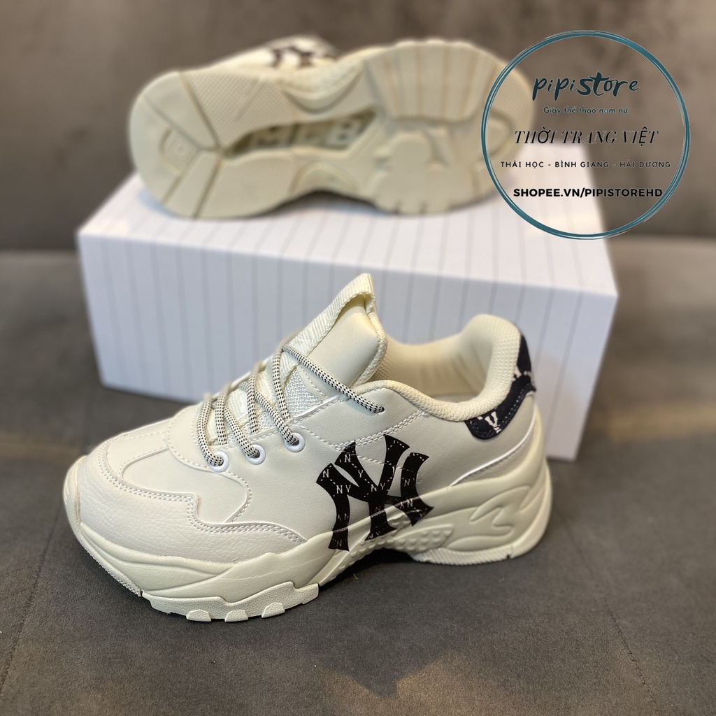Giày MLB Ny chữ đen gót đen, Giày mlb ny gót gấm in 3D đế tách size 36-43