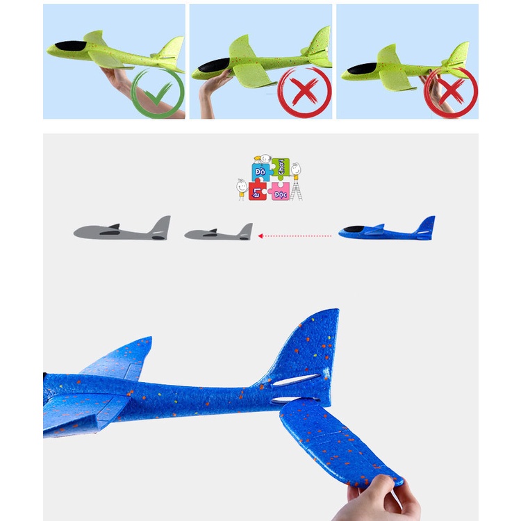 Đồ chơi máy bay xốp cỡ lớn 48cm có đèn LED phát sáng ném tay vui nhộn