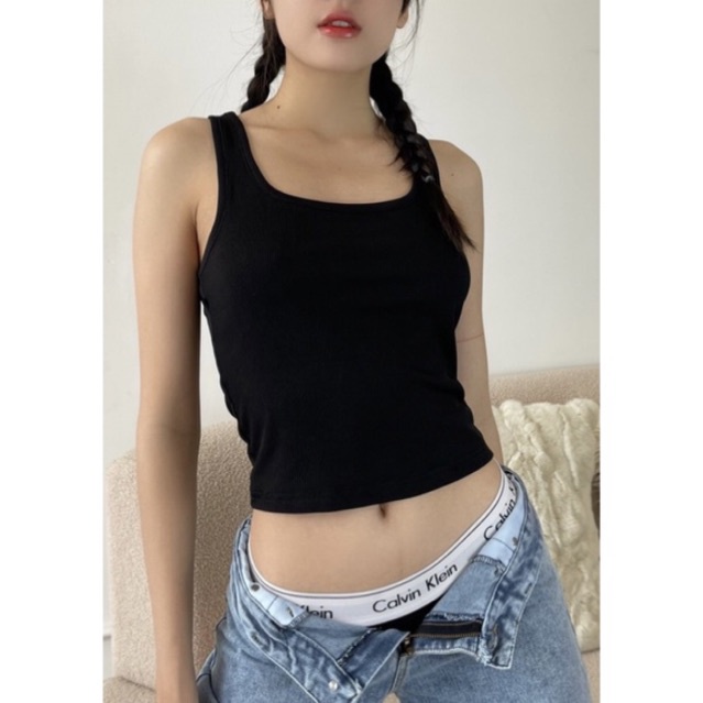 WEDNESDAY Áo tank top cổ vuông dáng dài