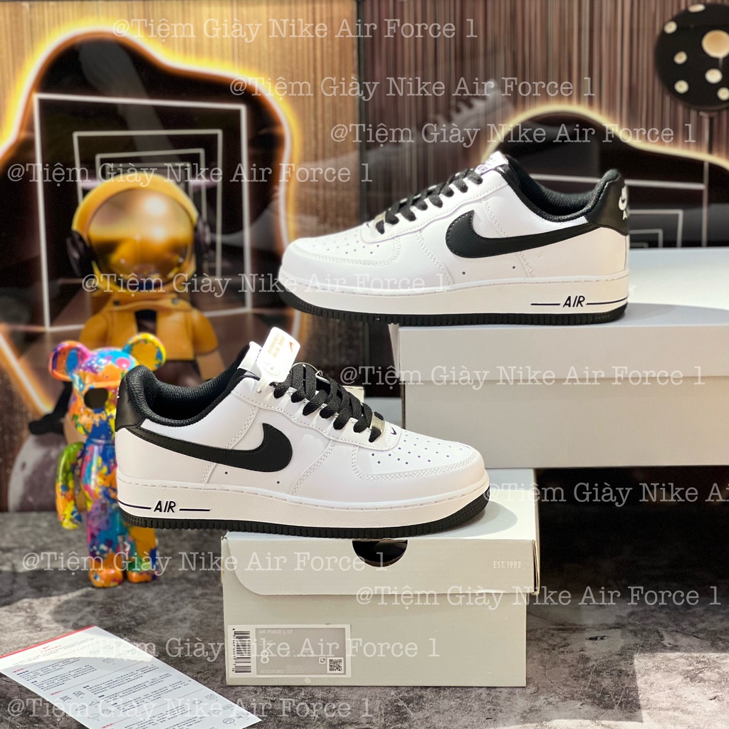Giày Thể Thao Air Force 1 Custom Black Tea Giày Af1 Trắng Đế Đen Panda Cao Cấp