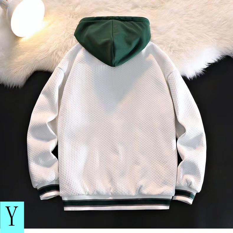 Áo Khoác Bóng Chày Giả Hai Lớp Có Mũ Trùm Thời Trang Mùa Xuân Thu Giản Dị Phong Cách Hàn Quốc