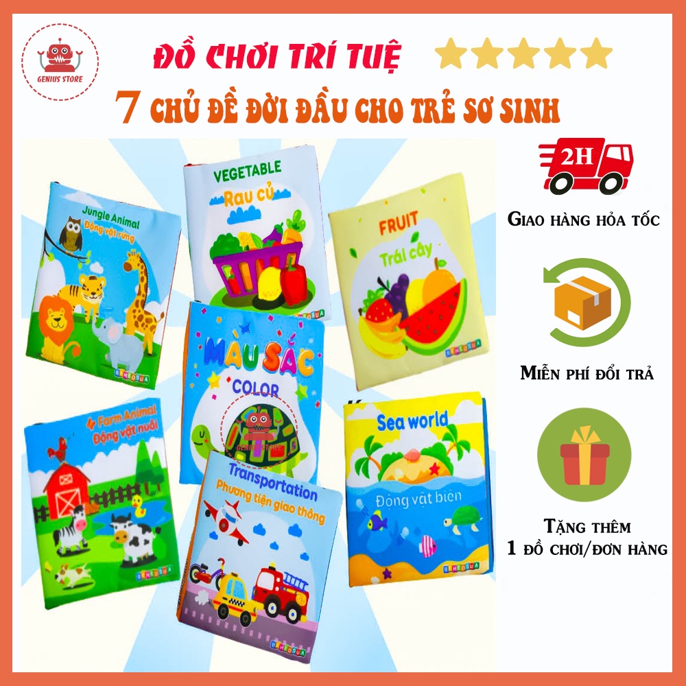 Sách Vải Kích Thích Thị Giác Cho Trẻ Sơ Sinh, Đồ Chơi Giáo Dục Sớm Cho Bé Từ 0-1 Tuổi