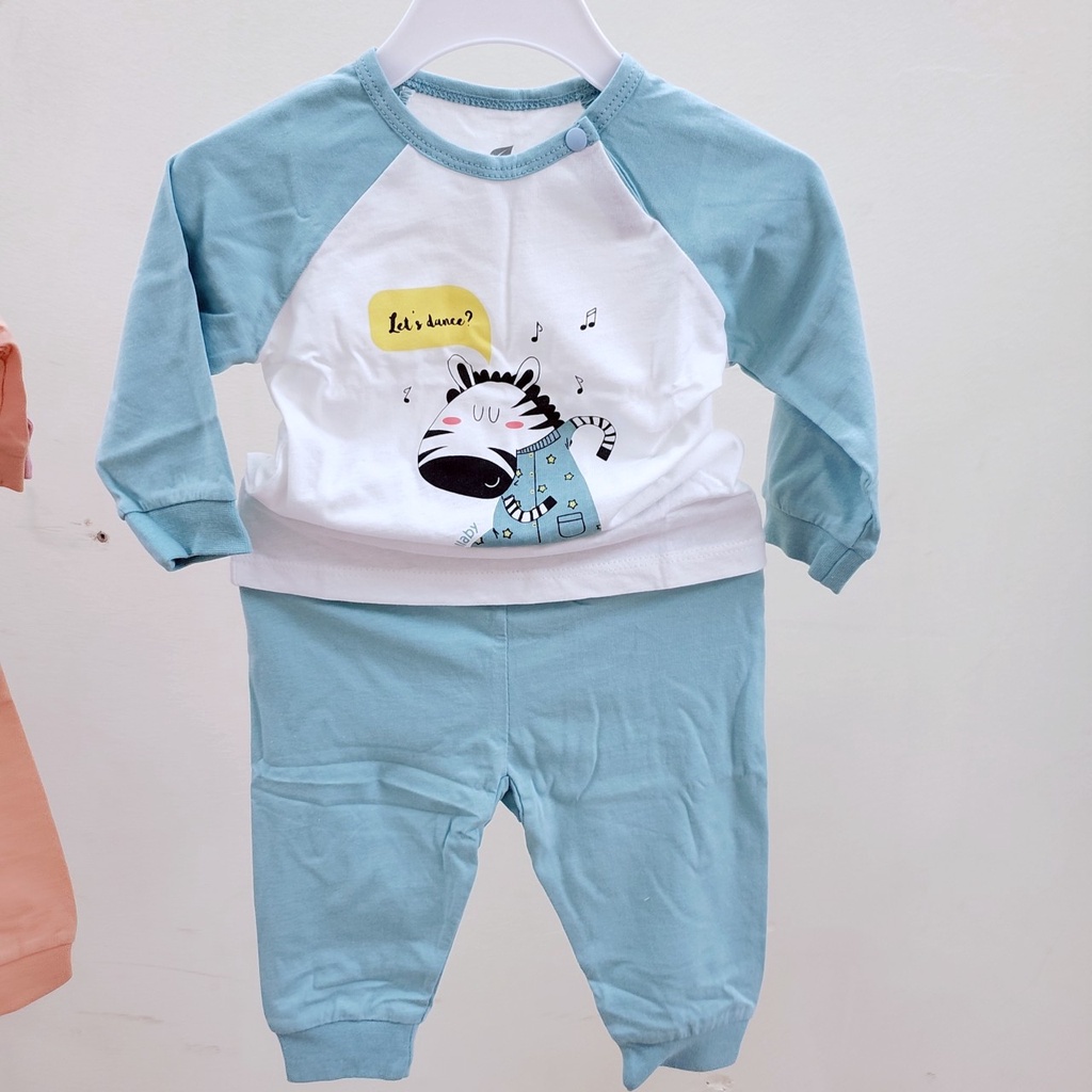 Bộ quần áo dài tay điều hoà mùa hè thu cúc vai vải cotton mỏng  2021 Lullaby bé trai bé gái