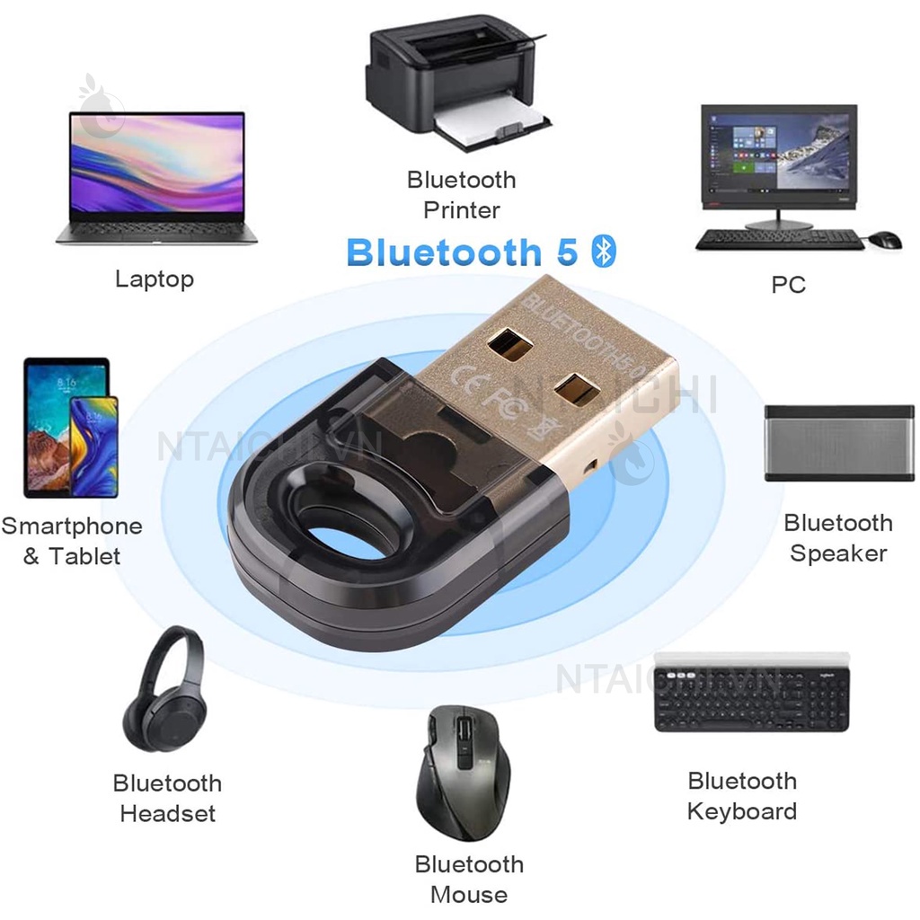 Adapter USB Bluetooth 5.0 Siêu Nhỏ , Chipset Realtek RTL8761B, Hỗ Trợ Codec aptx, aptx LL sử dụng cho PC/ Laptop
