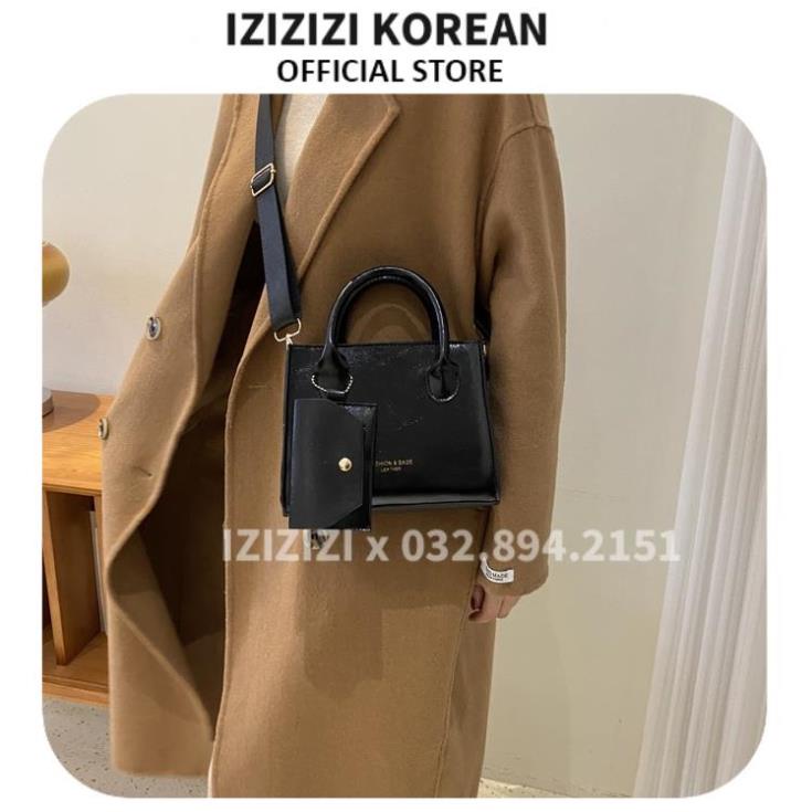 Túi xách nữ vuông đen kèm túi nhỏ  túi xách đeo chéo nữ Rezoe phong cách hàn quốc IZ7817A