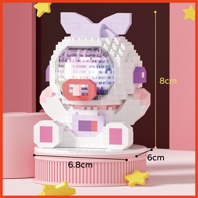 Mô Hình Lắp Ráp Phát Triển Trí Tuệ Cho Bé Thỏ Phi Hành Gia Andy And Ann Đèn Led Xịn Hàng Đẹp