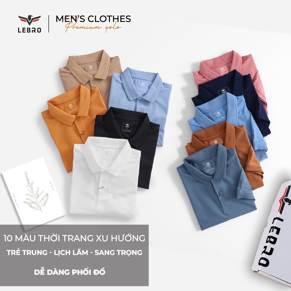 Áo thun polo trơn nam có cổ Lebro chất liệu cotton CVC cao cấp, dáng slimfit trẻ trung thể thao LEBRO TPL23-005A