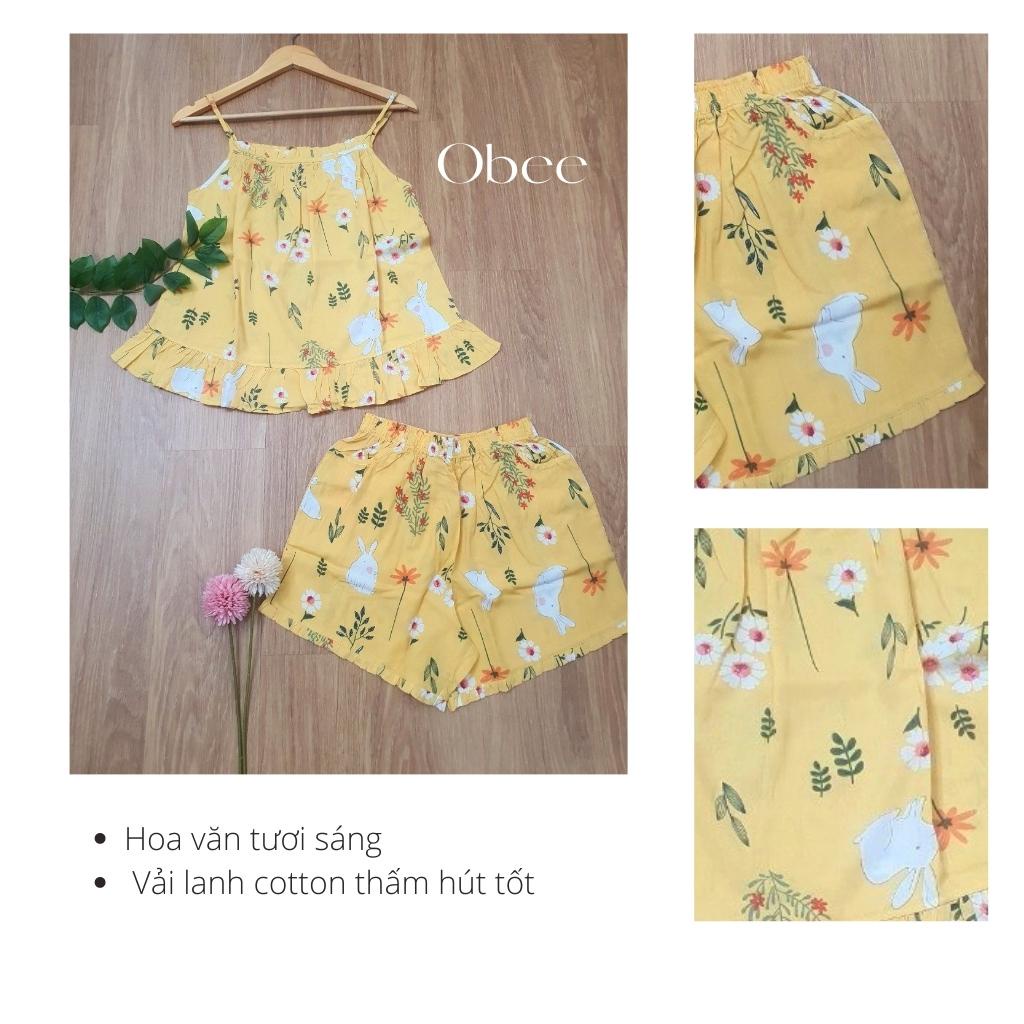 Đồ bộ 2 dây nữ Obee's Closet Đồ bộ ngắn mặc nhà vải tôn  cao cấp sợi cotton tự nhiên cho mùa hè thoáng mát