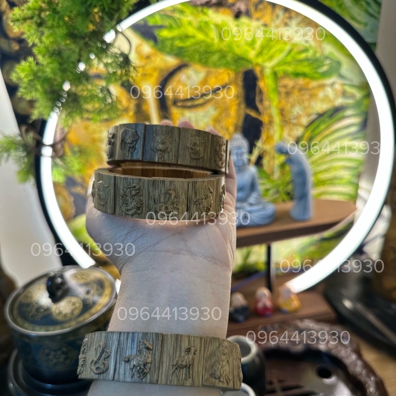 Lách tay trầm hương tốc tự nhiên 12 con giáp tay nam. hương thơm dịu nhẹ.