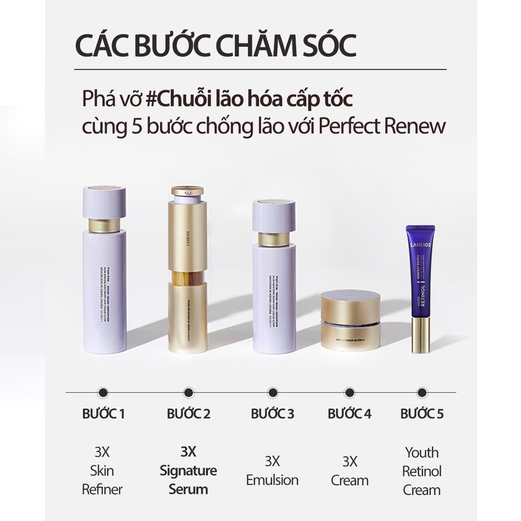 [NHẬP COSLAN4 -200K] Tinh Chất Chống Lão Hoá, săn chắc và căng bóng da Laneige Serum Perfect Renew 3X Signature 40ml