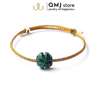 Vòng tay cỏ 4 lá đá tự nhiên - q425