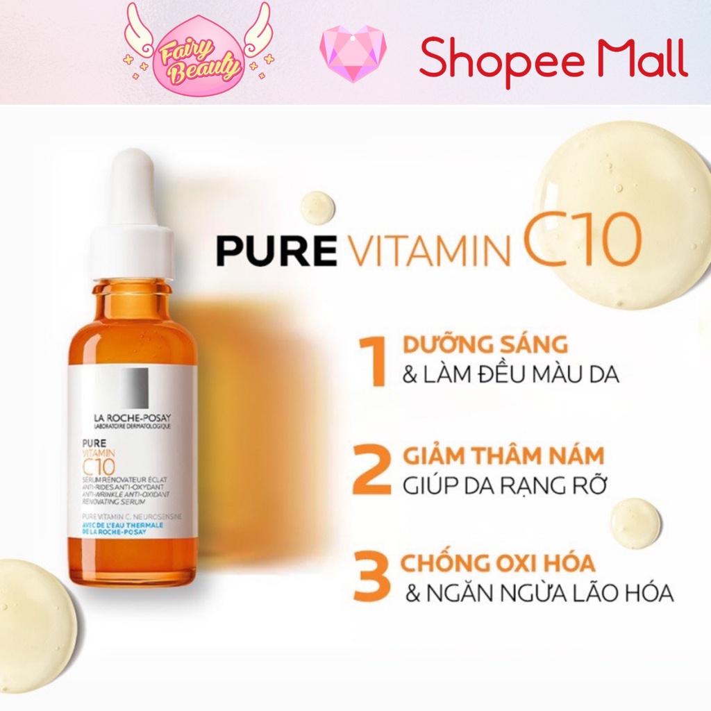 [LA ROCHE-POSAY] Tinh Chất Vitamin C Giúp Trắng Da, Mờ Thâm & Ngăn Ngừa Lão Hoá Làn Da Pure Vitamin C10 Serum 10/30ml