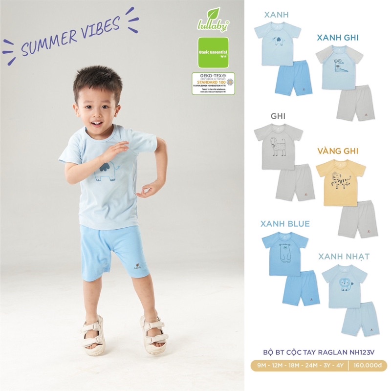 Bộ cộc tay chất peptit hãng Lullaby cho bé