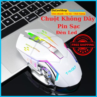 chuột không dây gaming pin sạc chuột máy tính bluetooth không tiếng bấm có đèn led 7 màu BH 6 THÁNG Daleeshop