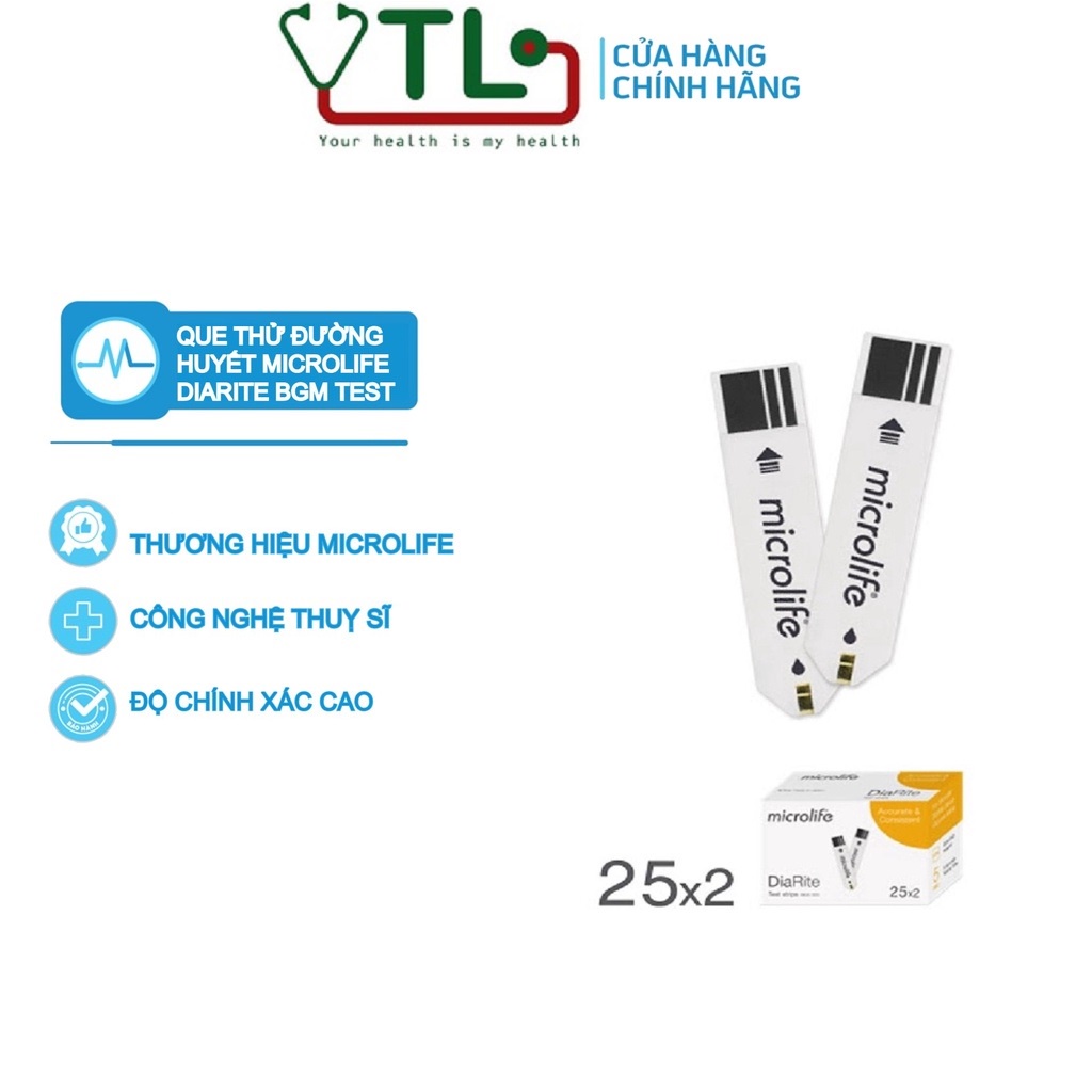 Que thử đường huyết MICROLIFE DiaRite BGM Test (50 que ) date xa - YTL