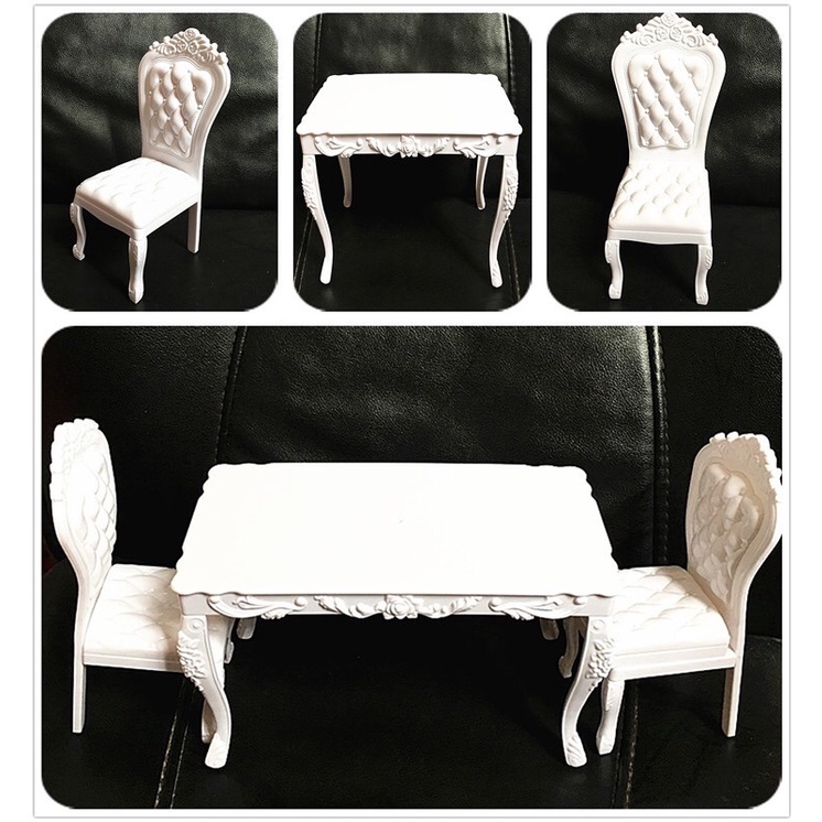 Bộ mô hình bàn ghế búp bê xinh xắn tỉ lệ 1:6 trang trí nhà búp bê tiện dụng, bàn ghế nhựa mini cho nhà búp bê