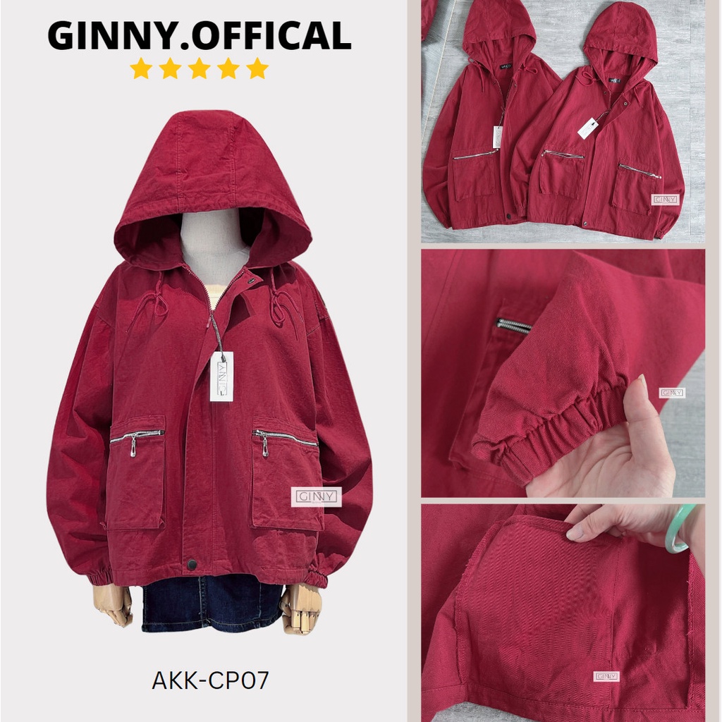 Áo khoác kaki phối 2 túi zip CP-07 GINNY form rộng unisex nam nữ chính hãng By Ginny | GinHouseShop