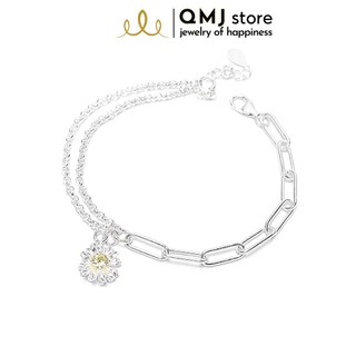 Lắc tay bạc QMJ Uyên ương mix charm cúc hoa mi - Q214