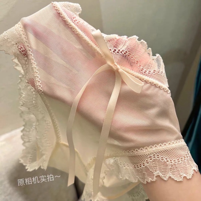 Quần Lót Nữ - Quần Lót Ren Lưới Sexy - Quần chip Phối Họa Nơ Dài sexy nóng bỏng eo thon nội y xanh - chất mát