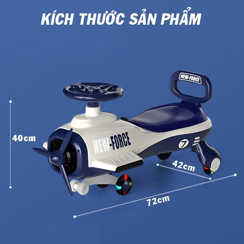 Xe lắc máy bay cho bé, Xe chòi chân cho bé có đèn nhạc, Nhiều màu sắc lựa chọn kích thước 72x42x40
