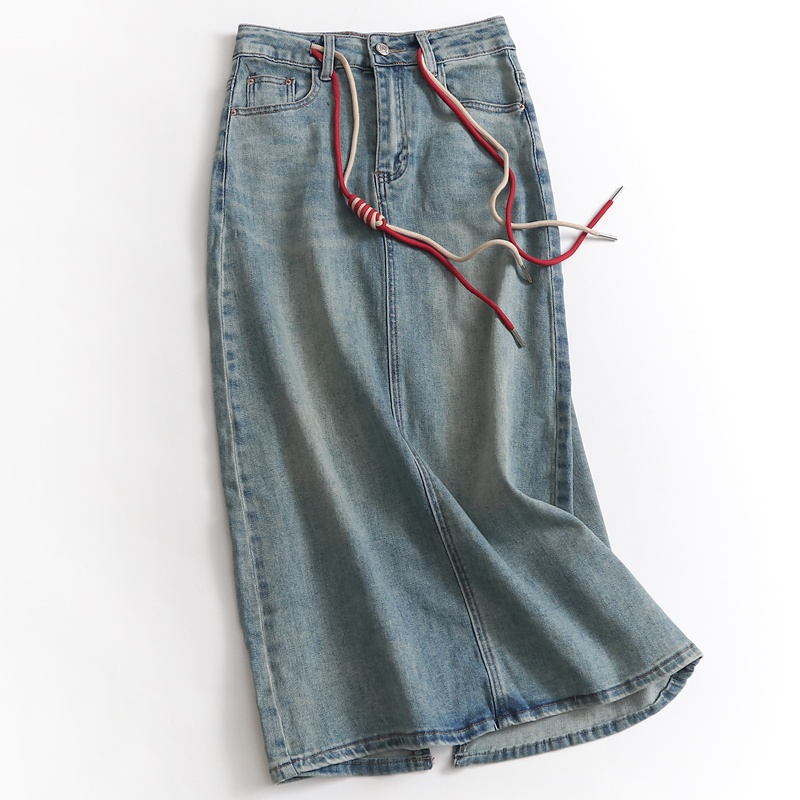 H220 Chân váy denim cạp cao chữ A
