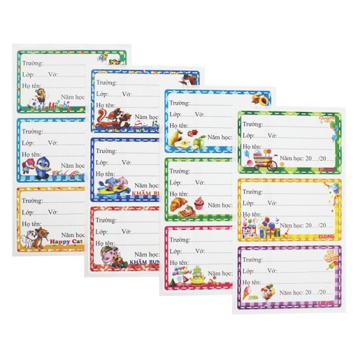 40 chiếc nhãn vở học sinh dành cho bé trai và bé gái