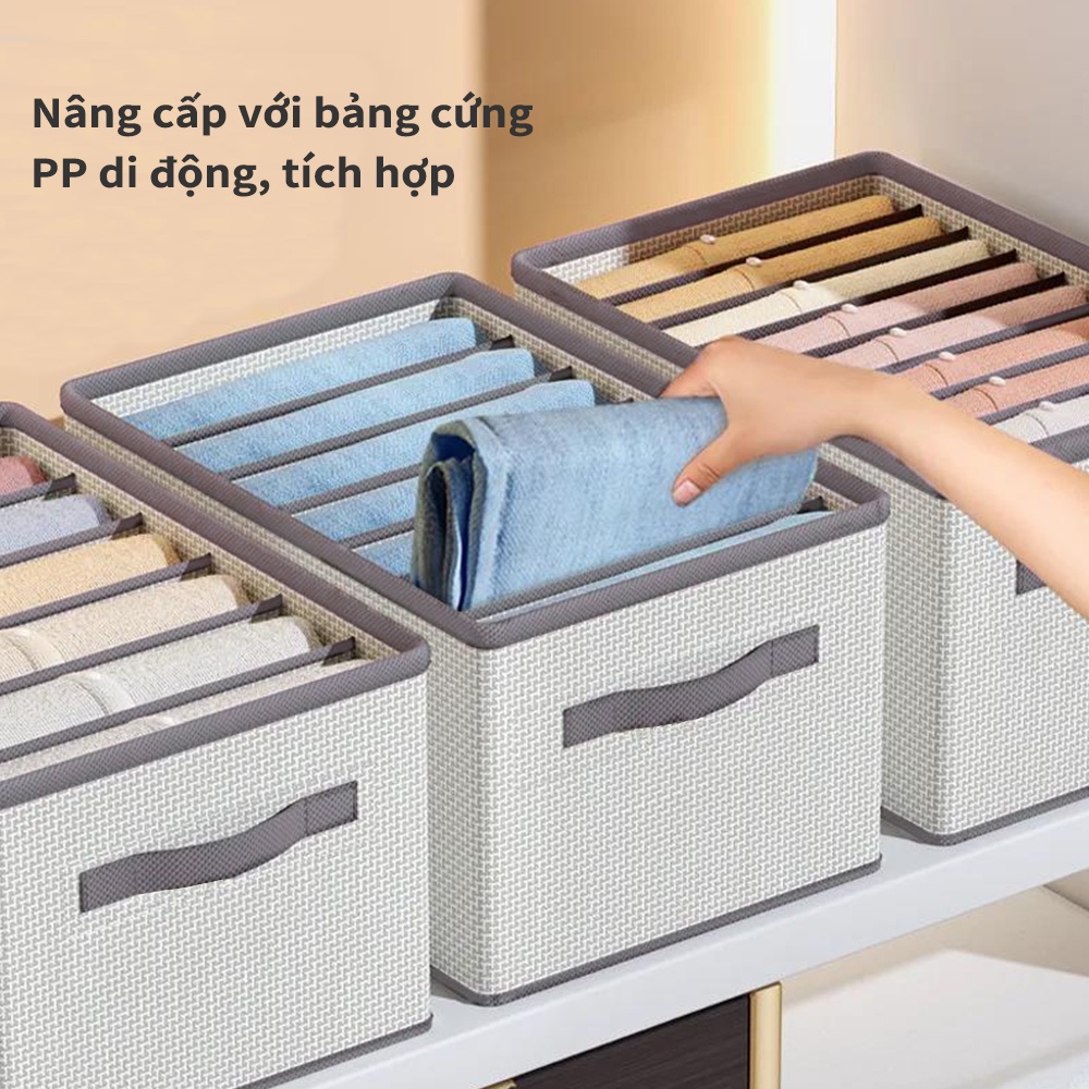Hộp chia ngăn quần áo ,đựng quần jean áo sơ mi thun thu , Hộp vải có lớp PP cứng cáp, sắp xếp gọn gàng tủ đồ