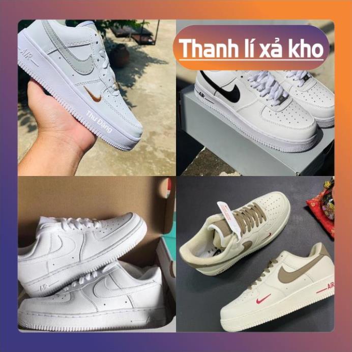 Giày AF1 trắng Full, Giày sneaker nike_air_force 1 vệt nâu White brown nam nữ cao cấp Full Box Bill dễ phối đồ