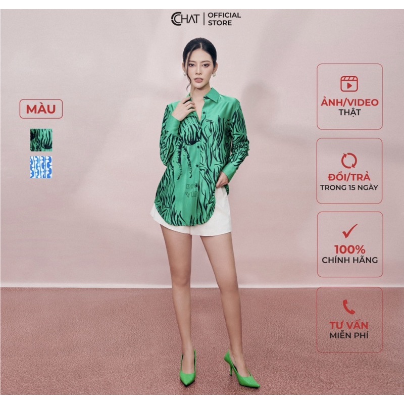 Áo Lụa Sơ Mi Hoạ Tiết (CChat)