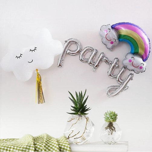 Bóng hình đám mây, mặt trời, mặt trăng, cầu vồng trang trí sinh nhật, phụ kiện chụp hình, đồ chơi cho trẻ em