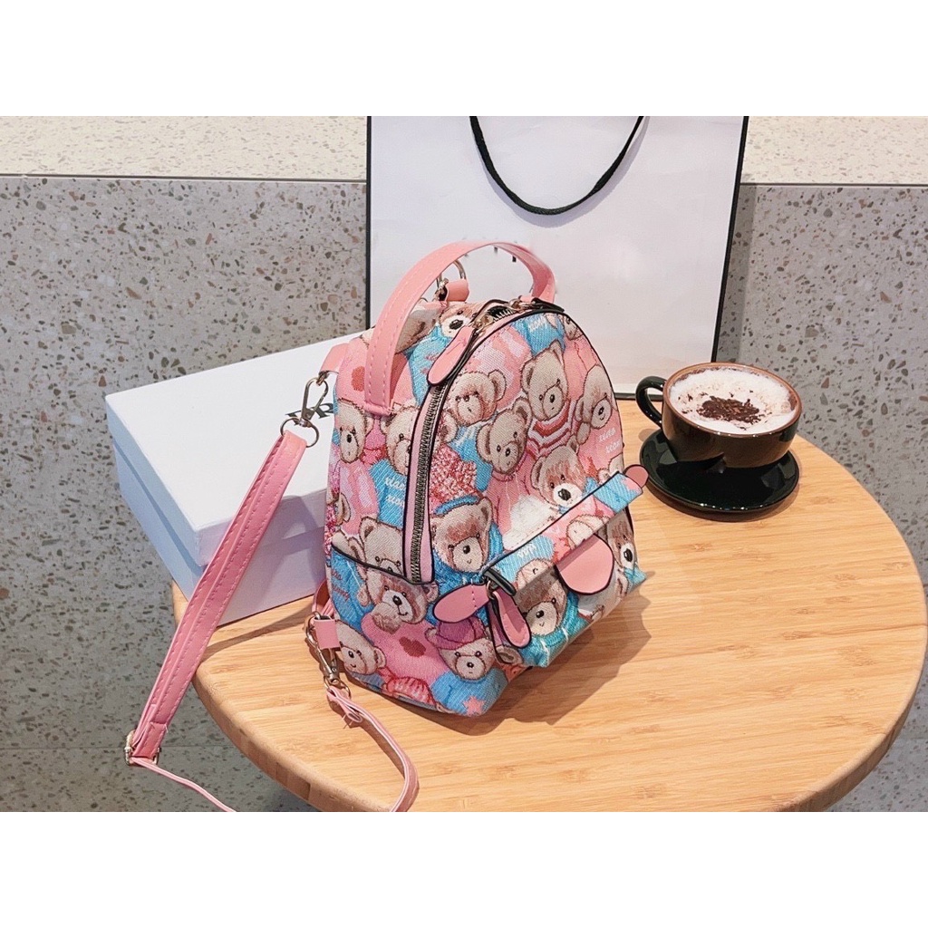 Balo nữ thời trang Bag.thanhthu đủ size hoạ tiết gấu hồng đi học đi chơi siêu xinh 103