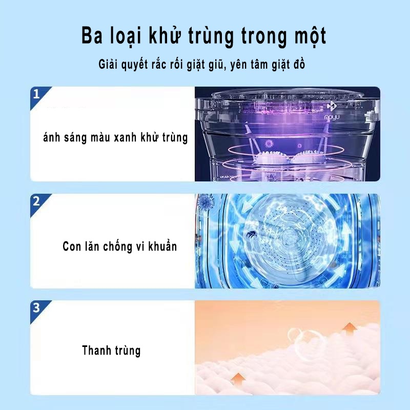 Máy giặt gấp mini Máy giặt nhỏ cho em bé Máy giặt đồ lót di động Chức năng diệt khuẩn bằng ánh sáng xanh, có van xả