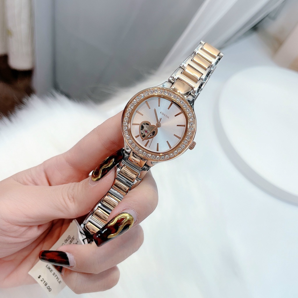 Đồng Hồ Nữ Fossil BQ3769 Weslee Automatic 36mm Silver Rose