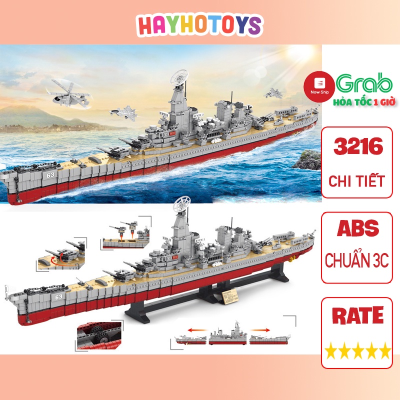 Đồ chơi lắp ráp lego Tàu Chiến khổng lồ dài 96cm, lego tàu chiến bảo vệ biển đảo 3216 chi tiết cho bé trai
