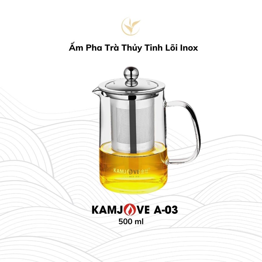 Ấm Pha Trà Thủy Tinh Chính Hãng Thiện Tài Trà KJV A-03 (500ml) có lõi lọc