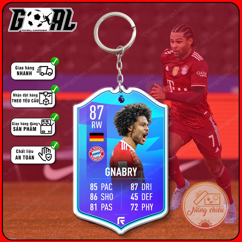 Phụ kiện treo balo, móc khóa gaming- Móc khóa cầu thủ Serge David Gnabry- Cầu thủ được yêu thích nhất[11825-11836]