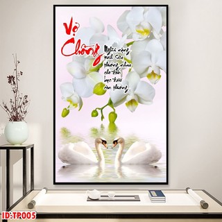 Tranh treo tường- Tranh Laminate tráng gương thư pháp Vợ Chồng