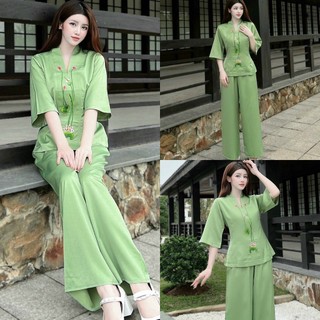 Đồ Lam Đi Chùa # Bộ Bà Lai Lụa Sen # Quần Áo Nữ