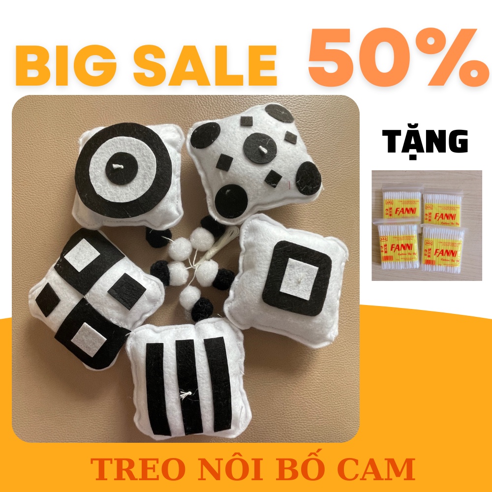 Treo nôi hình khối ĐEN TRẮNG kích thích phát triển giác quan trẻ sơ sinh