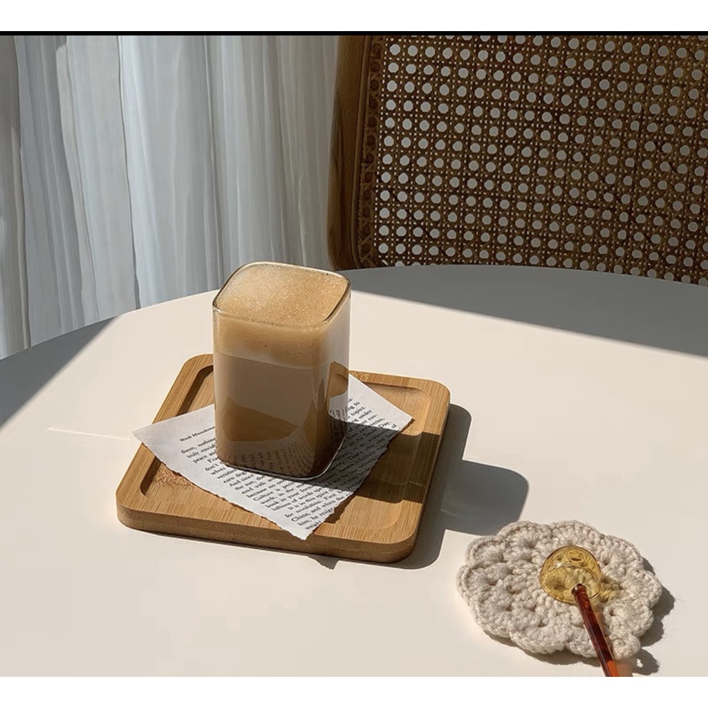 Ly thủy tinh chịu nhiệt 400ml trong suốt cốc thủy tinh uống nước pha trà dễ thương cute decor cực đẹp Minhome