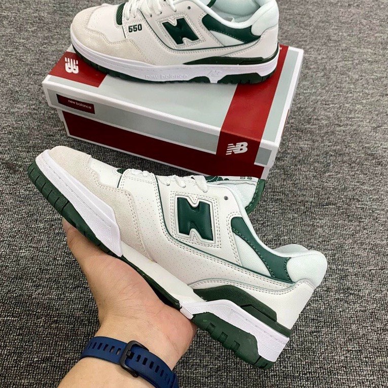 Giày NB 550, New Balance 550 'White Green, White Black' , NB 550 Basic Xanh Đen Trắng full box bill hót 2023 | BigBuy360 - bigbuy360.vn